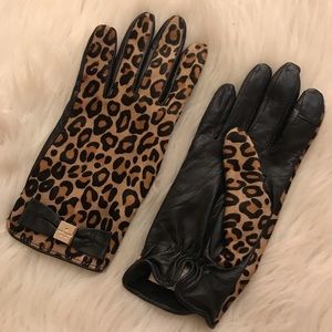 Kate Spade Leopard Leather Touchscreen Gloves